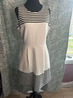 Madewell White Mini Dress with Black Stripes